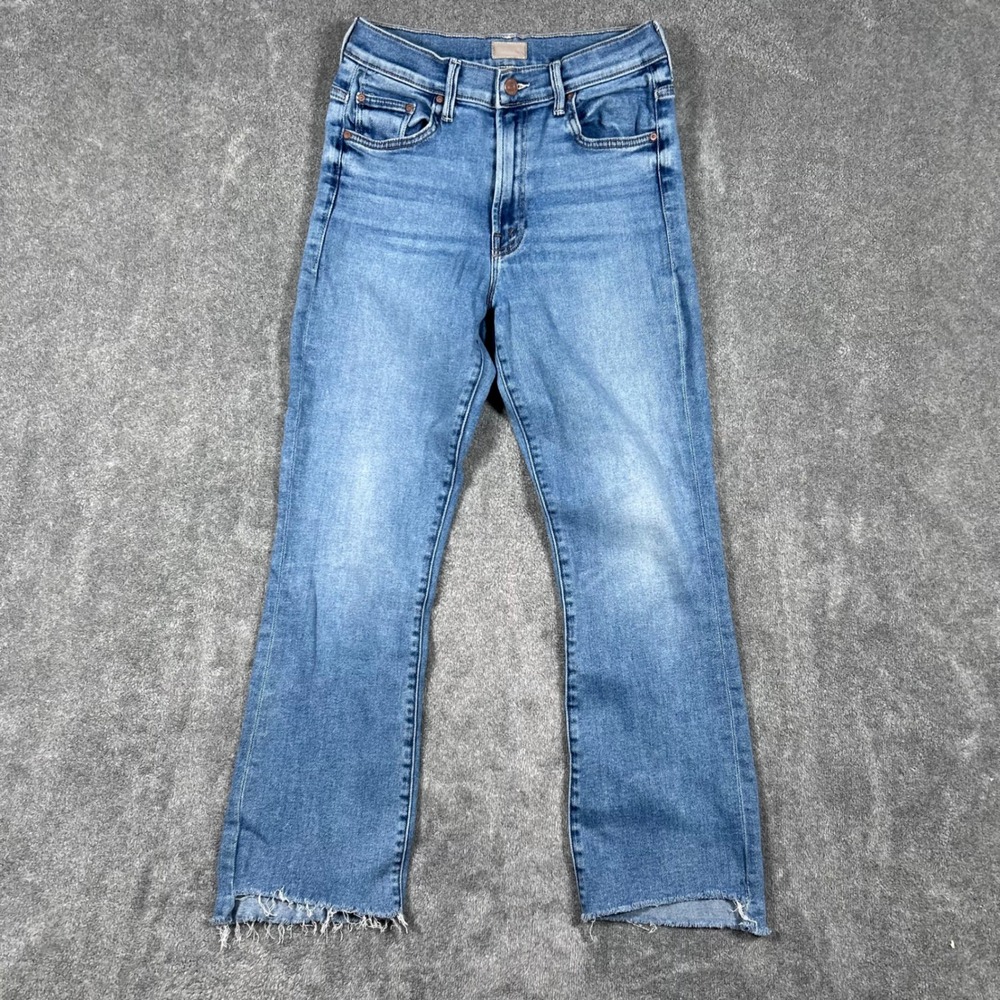 Mother Jeans The Insider Crop Step Fray Juicin Wash Blue Denim Womens 26x26 USA